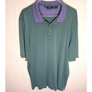Bobby Jones XXL Polo Shirt Purple Green Stripe Pima Cotton Peruvian Golf Mens